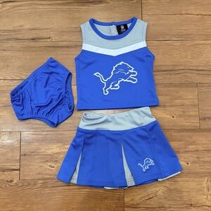 Detroit Lions Cheerleading Outfit Toddler Size 2T 3 Piece Set Blue Gray